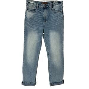 Judy Blue Jeans Straight Fit Faded Blue Plaid Roll Cuff Faded Blue Denim 13/31